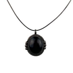 Mahogany Obsidian Pendant Sterling Silver Snake Chain 18" Necklace Mexico Vitg